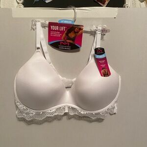 Maidenform White Lace Trim Bra Full Coverage